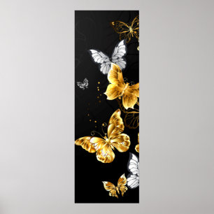 Goud en witte vlinders poster