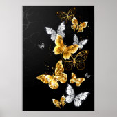 Goud en witte vlinders poster (Voorkant)