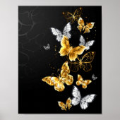 Goud en witte vlinders poster (Voorkant)