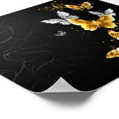 Goud en witte vlinders poster (Hoek)