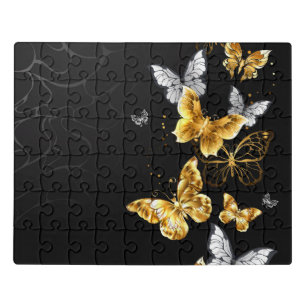 Goud en witte vlinders puzzel