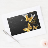 Goud en witte vlinders rechthoekige sticker (Envelop)