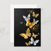 Goud en witte vlinders RSVP kaartje (Voorkant / Achterkant)
