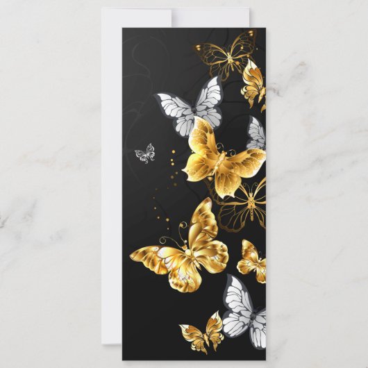 Goud en witte vlinders save the date (Voorkant)