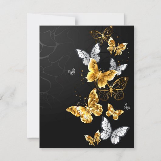 Goud en witte vlinders save the date (Voorkant)