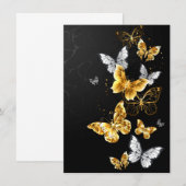 Goud en witte vlinders save the date (Voorkant / Achterkant)