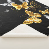 Goud en witte vlinders sherpa deken (3/4)