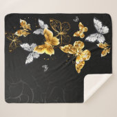 Goud en witte vlinders sherpa deken (Voorkant (horizontaal))