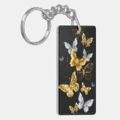 Goud en witte vlinders sleutelhanger (Voorkant Links)