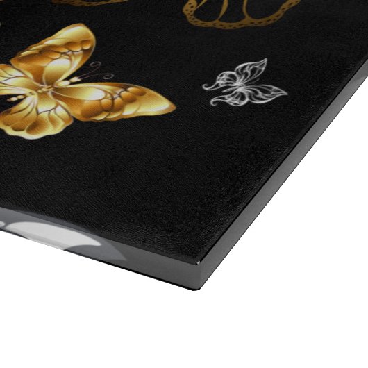 Goud en witte vlinders snijplank (Hoek)