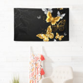 Goud en witte vlinders spandoek (Insitu)