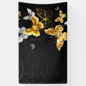 Goud en witte vlinders spandoek (Verticaal)