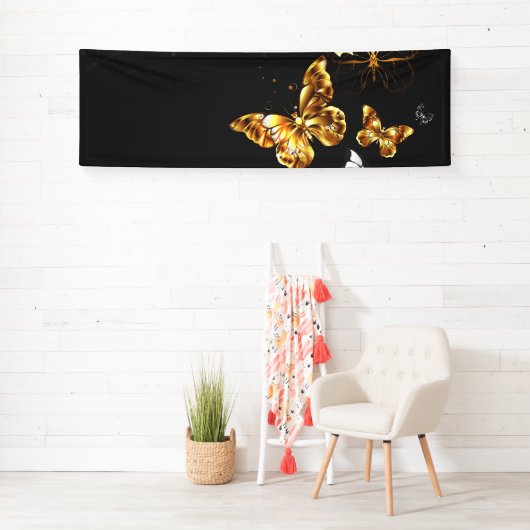 Goud en witte vlinders spandoek (Insitu)