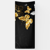 Goud en witte vlinders spandoek (Verticaal)