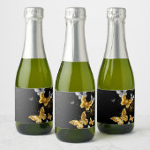 Goud en witte vlinders sparkling wijnetiket (Flessen)
