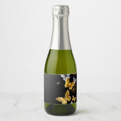 Goud en witte vlinders sparkling wijnetiket (Voorkant)