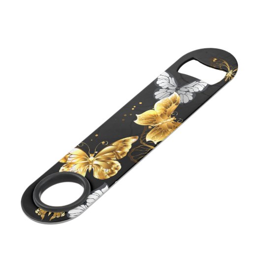 Goud en witte vlinders speed flessenopener (Achterkant Gekanteld)