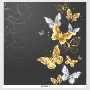 Goud en witte vlinders sticker
