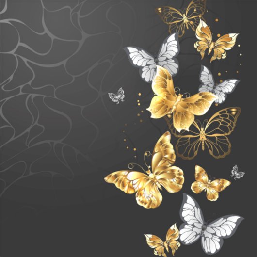 Goud en witte vlinders sticker (Voorkant)