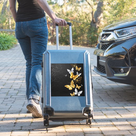 Goud en witte vlinders sticker (Koffer Insitu)