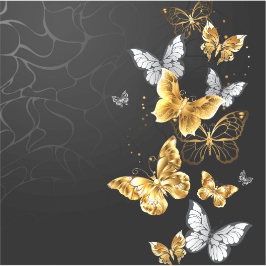 Goud en witte vlinders sticker (Voorkant)