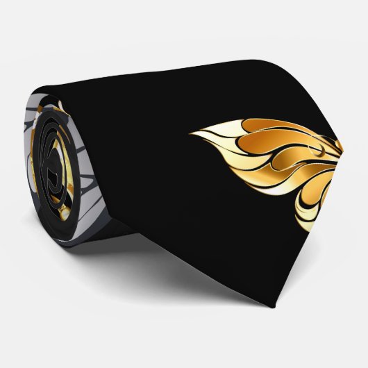 Goud en witte vlinders stropdas (Opgerold)