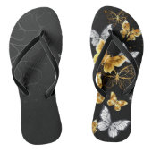 Goud en witte vlinders teenslippers (Voetbed)