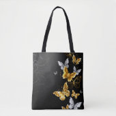 Goud en witte vlinders tote bag (Voorkant)