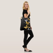 Goud en witte vlinders tote bag (Op model)