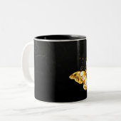 Goud en witte vlinders tweekleurige koffiemok (Voorkant links)