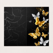 Goud en witte vlinders visitekaartje (Buitenkant ongevouwen)