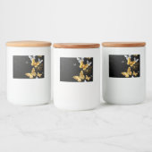 Goud en witte vlinders voedselcontainer etiket (Flessen)