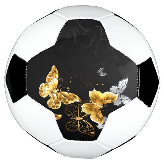 Goud en witte vlinders voetbal (Gedraaid)