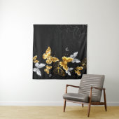 Goud en witte vlinders wandkleed (In Situ (horizontaal))