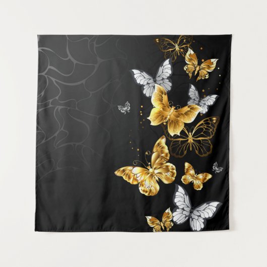 Goud en witte vlinders wandkleed (Voorkant)