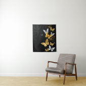 Goud en witte vlinders wandkleed (In situ)