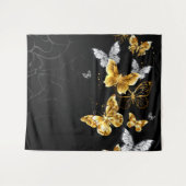Goud en witte vlinders wandkleed (Voorkant (horizontaal))