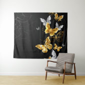 Goud en witte vlinders wandkleed (In Situ (horizontaal))