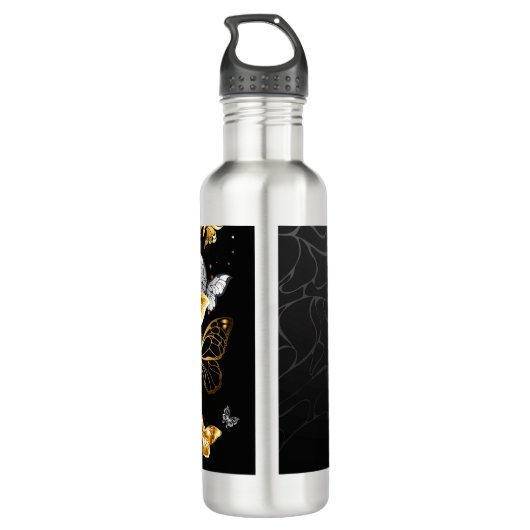 Goud en witte vlinders waterfles  (Achterkant)