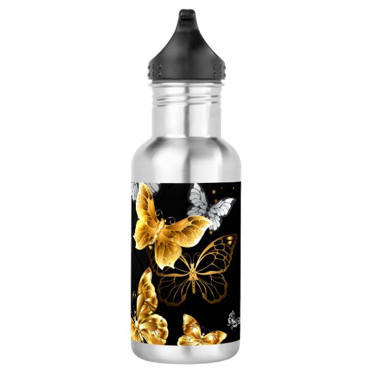 Goud en witte vlinders waterfles  (Rechts)