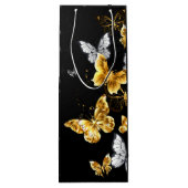Goud en witte vlinders wijn cadeautas (Achterkant)