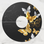 Goud en witte vlinders wijnglaslabel (Achterkant)