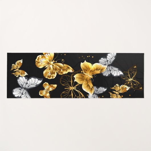Goud en witte vlinders yogamat (Voorkant (horizontaal))
