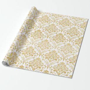 Goud en witte vochtige vossen cadeaupapier