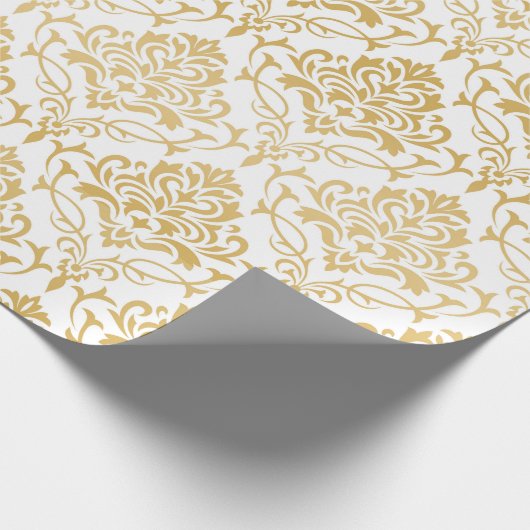 Goud en witte vochtige vossen cadeaupapier (Hoek)