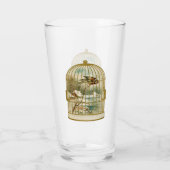 Goud en witte vogel met vogelhut in sneeuw glas (Achterkant)