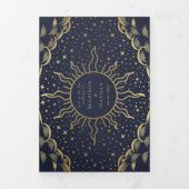 Goud en zeemacht Elegant Tarot Wedding Drieluik Uitnodiging (Cover)