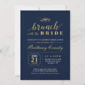 Goud en zeemacht | Elegant Wedding Bridal Brunch S Kaart (Voorkant)
