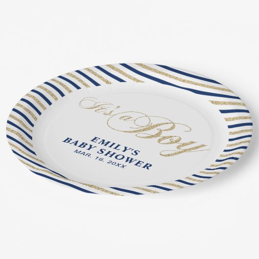 Goud en zeemacht | Modern Baby shower Bord (Gekanteld)