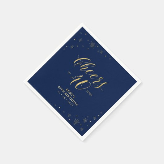 Goud en zeemacht | Moderne Cheers 40e Birthday Par Servet (Hoek)